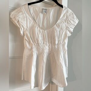 White Gathered Detail Top